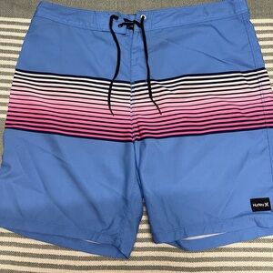 Hurley Men's Blue‎ and Pink Swim Shorts Size 36
